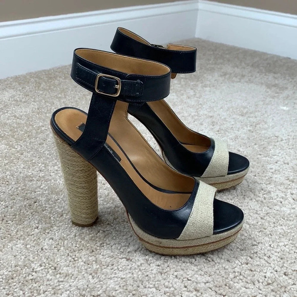 Ann Taylor navy Briston peep toe platform heels 7.5 - Picture 1 of 11